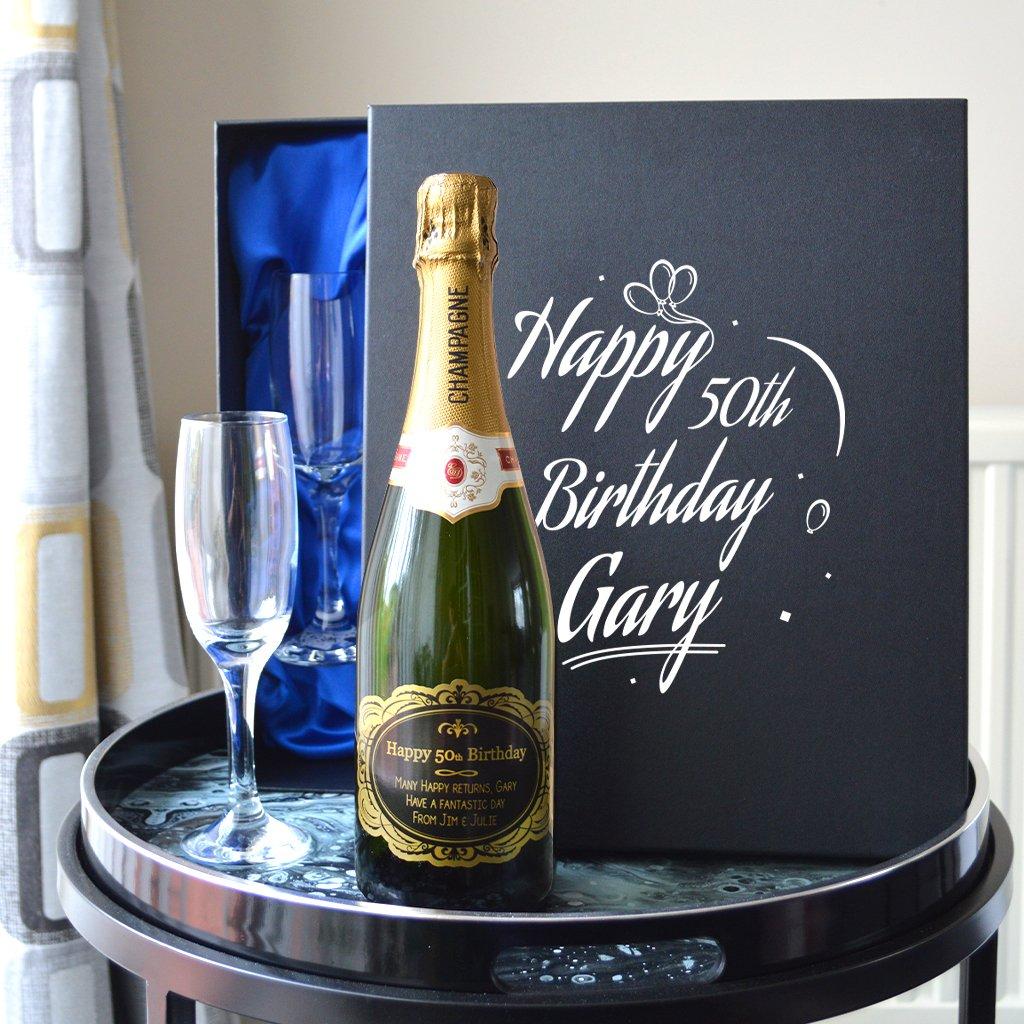 Personalised Champagne Gift Set With Birthday Balloon Box