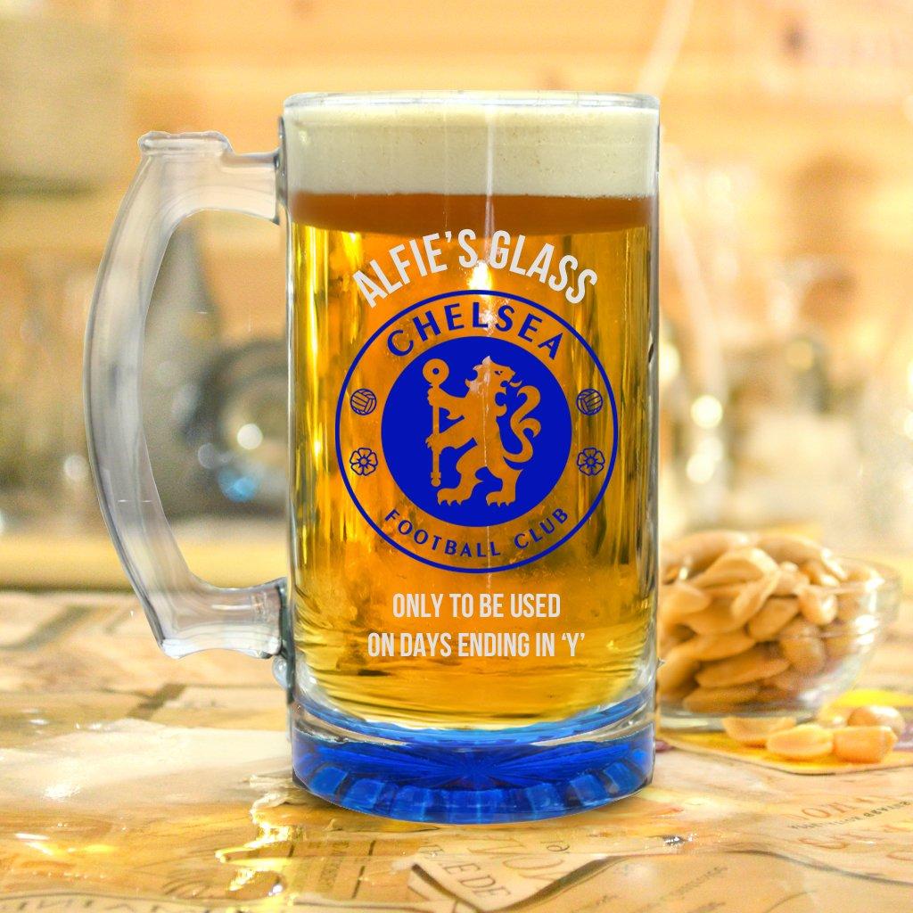 Engraved Chelsea Glass Tall Tankard