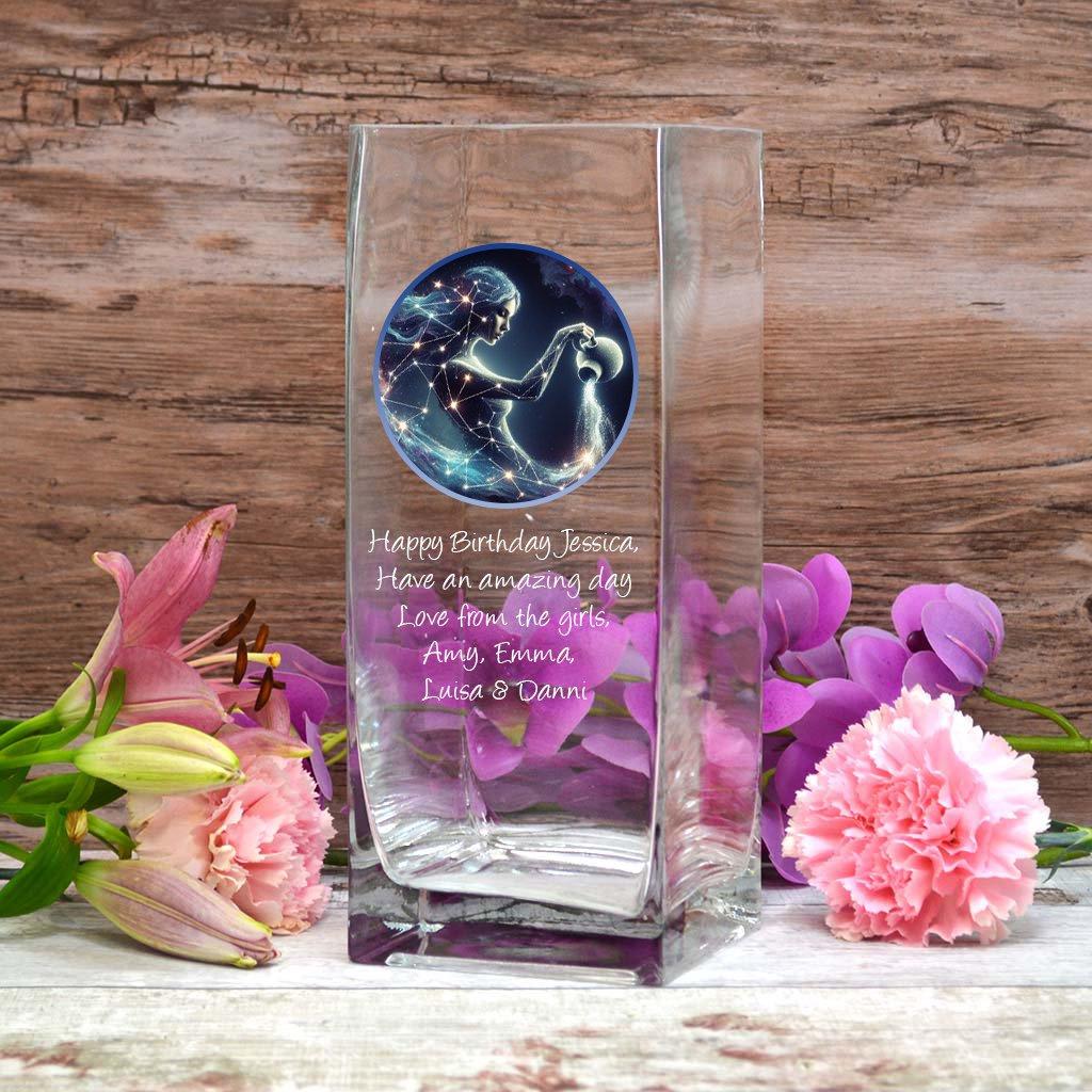 Personalised Vase with Aquarius Print Design