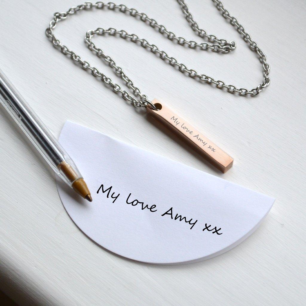 Personalised Rose Gold Handwriting Pendant