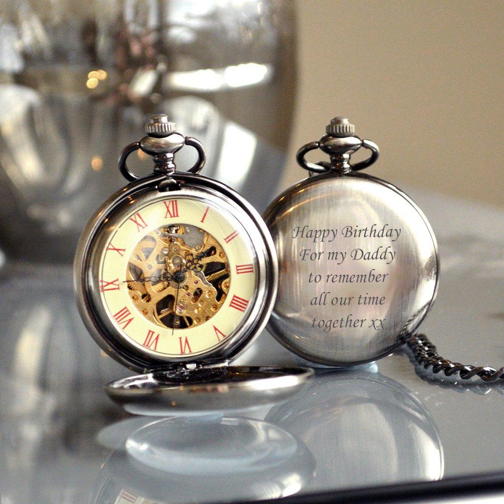 Engraved Mechanical Pocket Watch With Magnified Lid