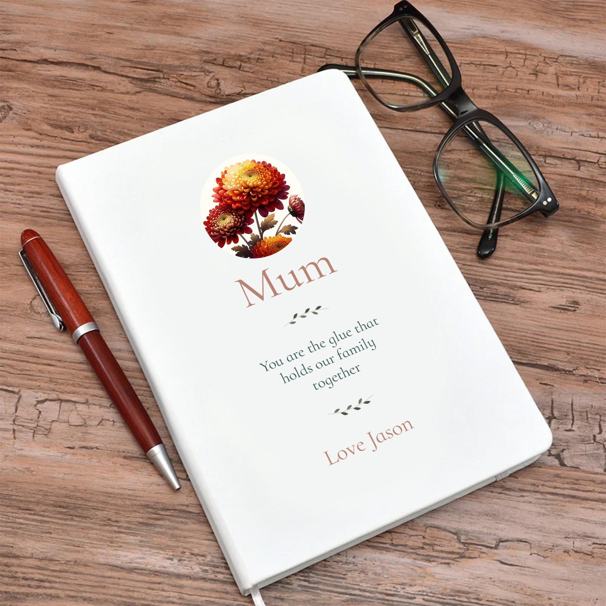 Personalised Birth Flower Notebook for Mum