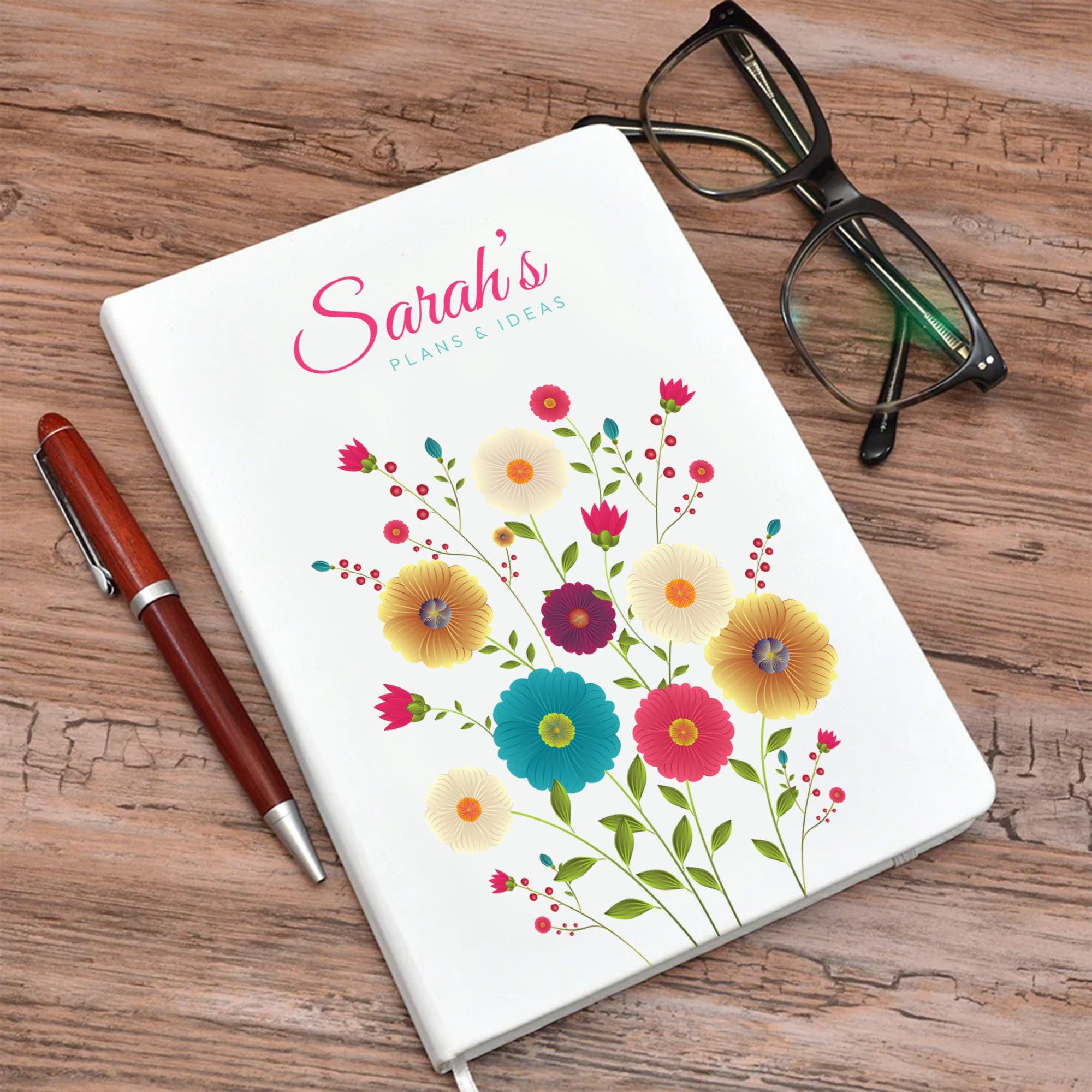 Personalised Floral Bloom Design Notebook Gift for Mum