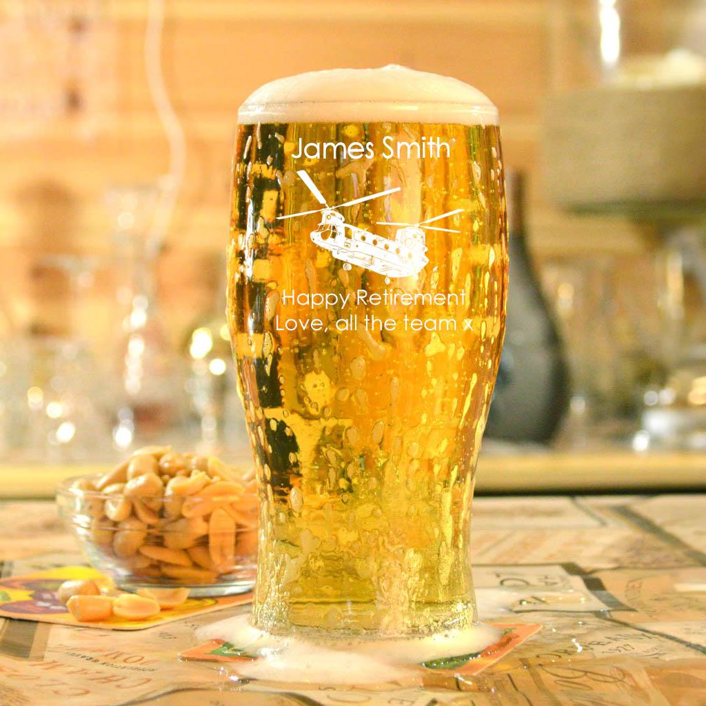 Personalised Chinook Design Pint Glass