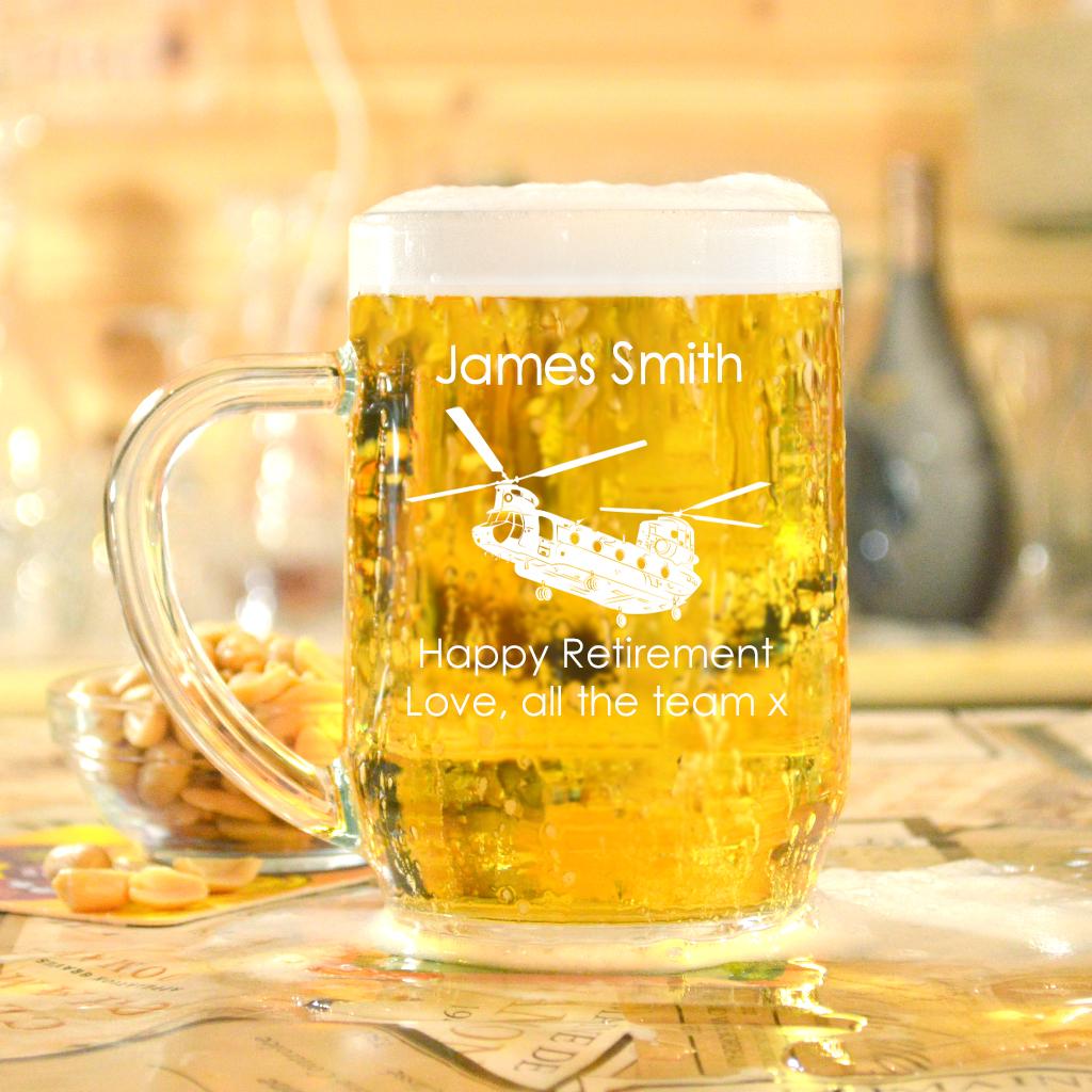 Personalised Chinook Design Tankard Pint Glasss