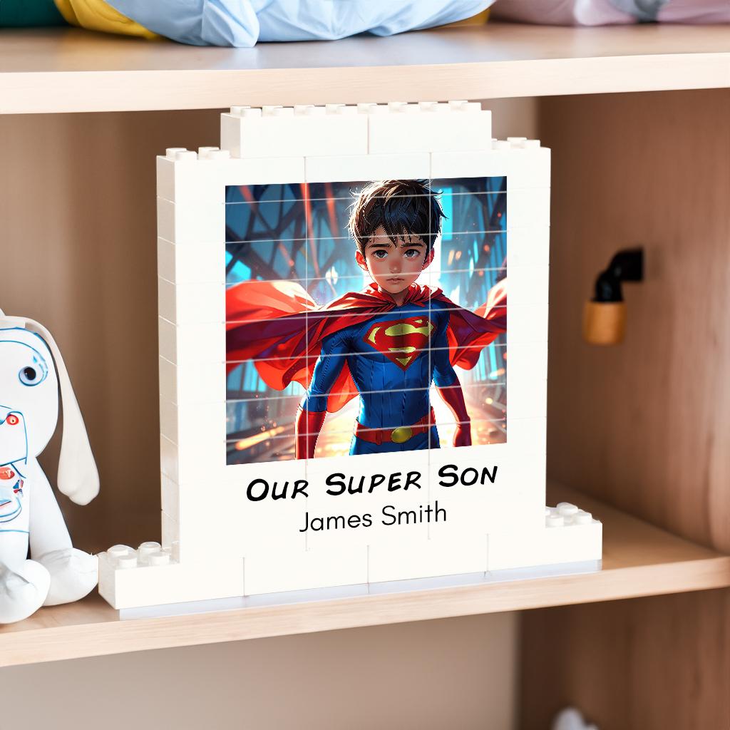 Personalised Lego-Style Puzzle Superhero Block