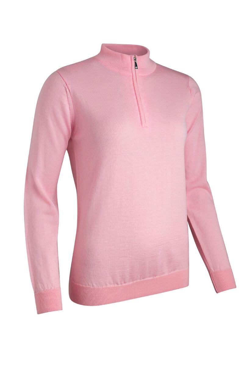 Ladies Quarter Zip Merino Wool Golf Sweater Candy L