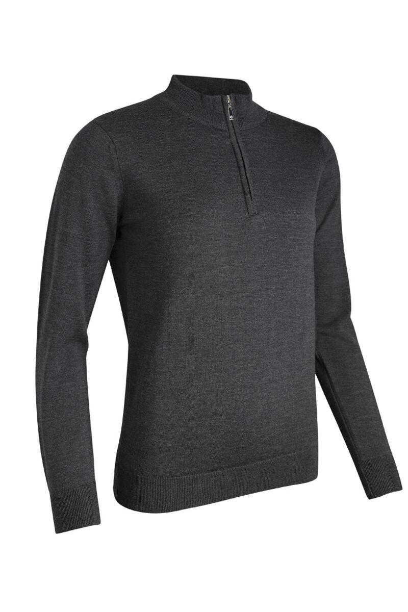 Ladies Quarter Zip Merino Wool Golf Sweater Charcoal Marl M