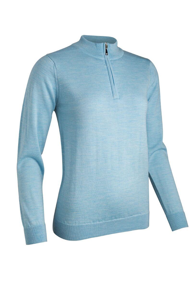 Ladies Quarter Zip Merino Wool Golf Sweater Paradise Marl L