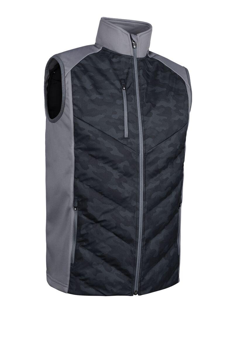 Mens Padded Bonded Thermal Golf Gilet Black Camo/Gunmetal M