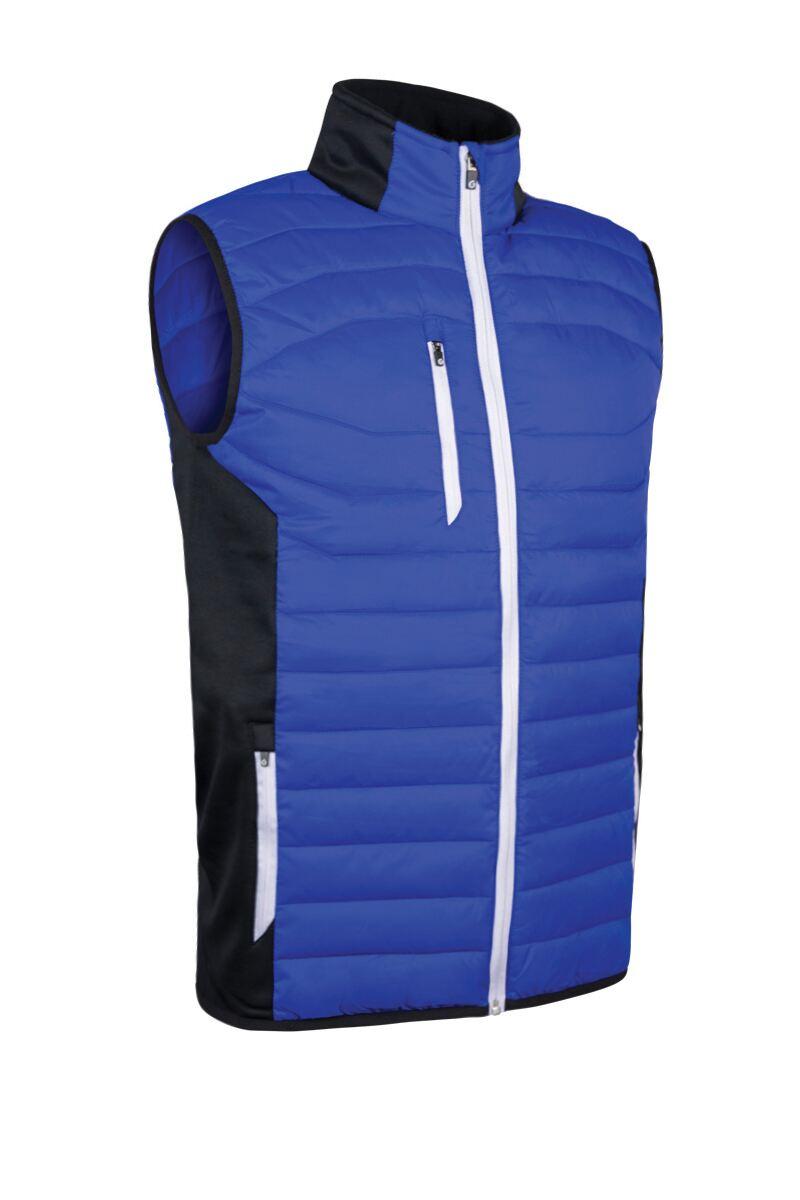 Mens Zip Front Padded Stretch Panel Performance Golf Gilet Electric Blue/Black/White S