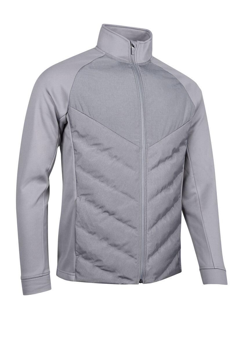 Mens Full Zip Bonded Chevron Padded Performance Golf Jacket Mid Grey Marl S