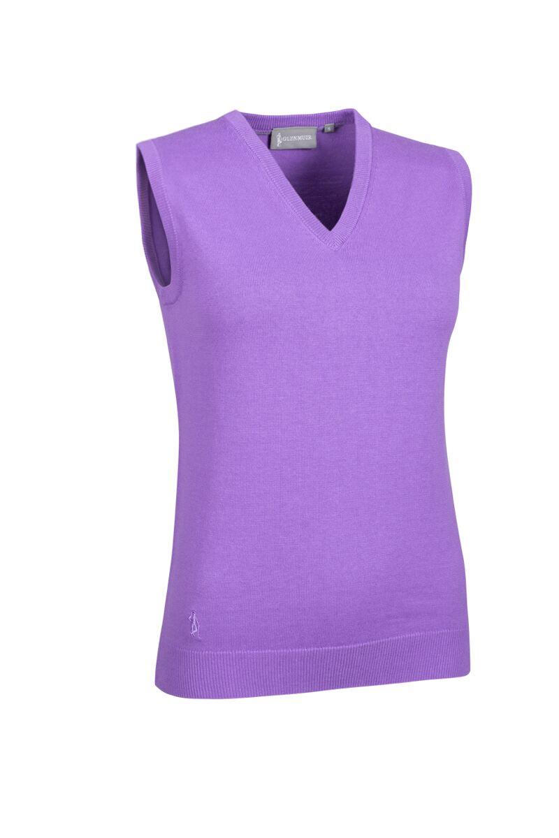 Ladies V Neck Cotton Golf Slipover Amethyst S