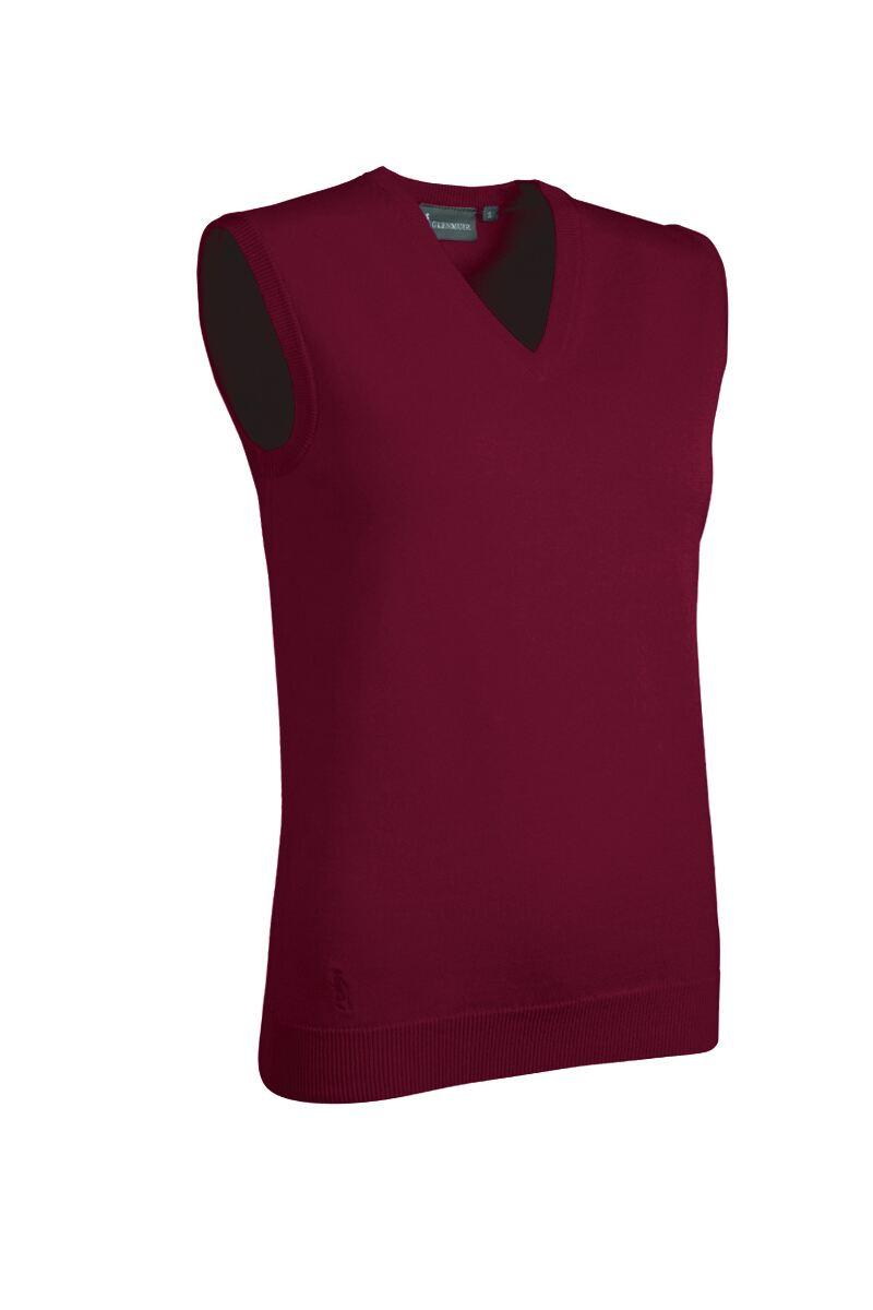 Ladies V Neck Cotton Golf Slipover Bordeaux S