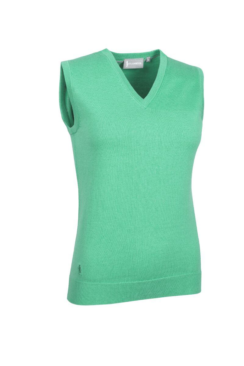 Ladies V Neck Cotton Golf Slipover Marine Green S