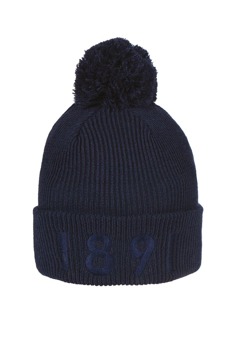 Mens And Ladies Thermal Lined Turn Up Rib Merino 1891 Heritage Bobble Hat Navy One Size