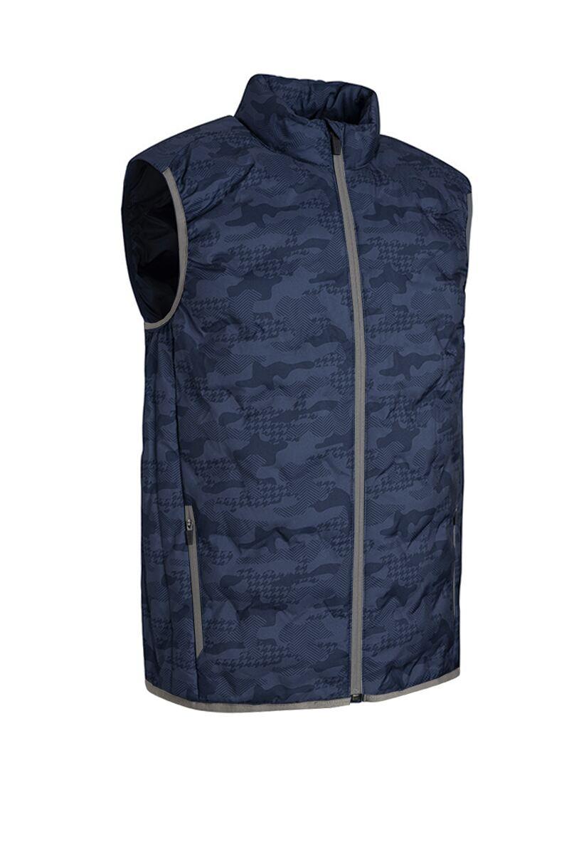 Mens Zip Front Padded Bonded Down Golf Gilet Navy Camo/Light Grey S