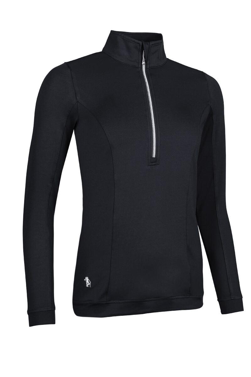 Ladies Quarter Zip Shaped Panel Performance Golf Midlayer Black XL