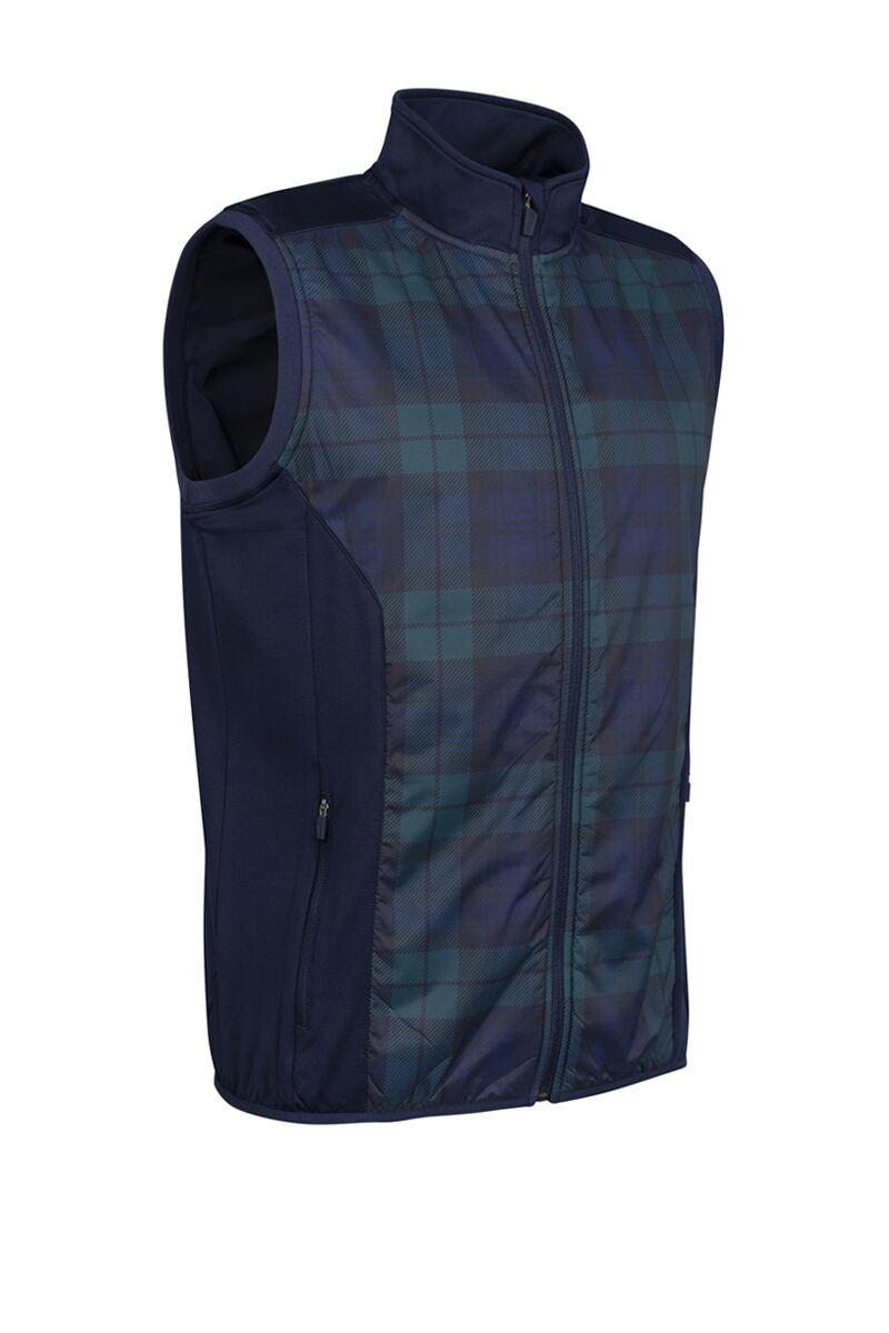 Mens Full Zip Lightweight Quilted Performance Golf Gilet Navy/Tartan S