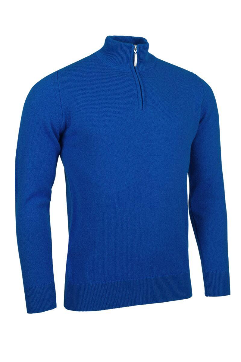 Mens Quarter Zip Lambswool Golf Sweater Ascot Blue XXL