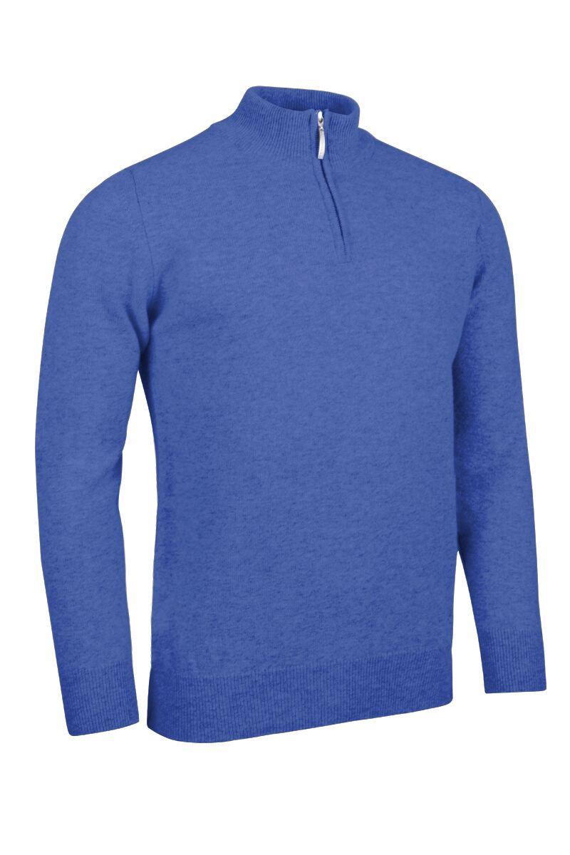 Mens Quarter Zip Lambswool Golf Sweater Tahiti Marl M