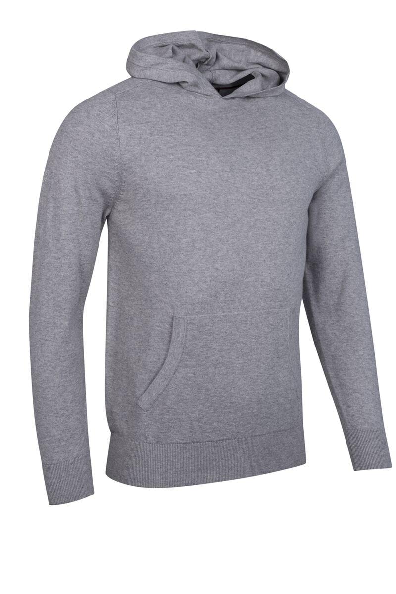 Mens Saddle Sleeve Touch of Cashmere Golf Hoodie Light Grey Marl S