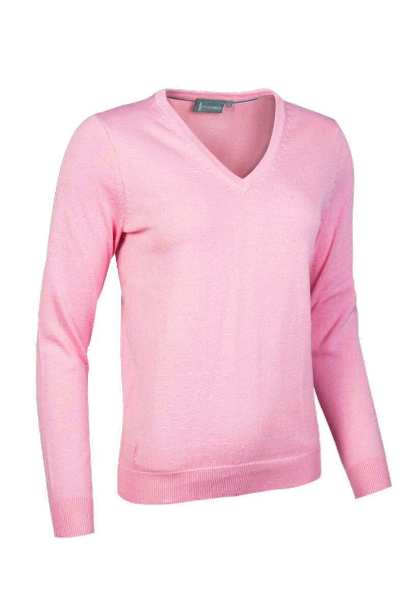 Ladies V Neck Cotton Golf Sweater Candy S