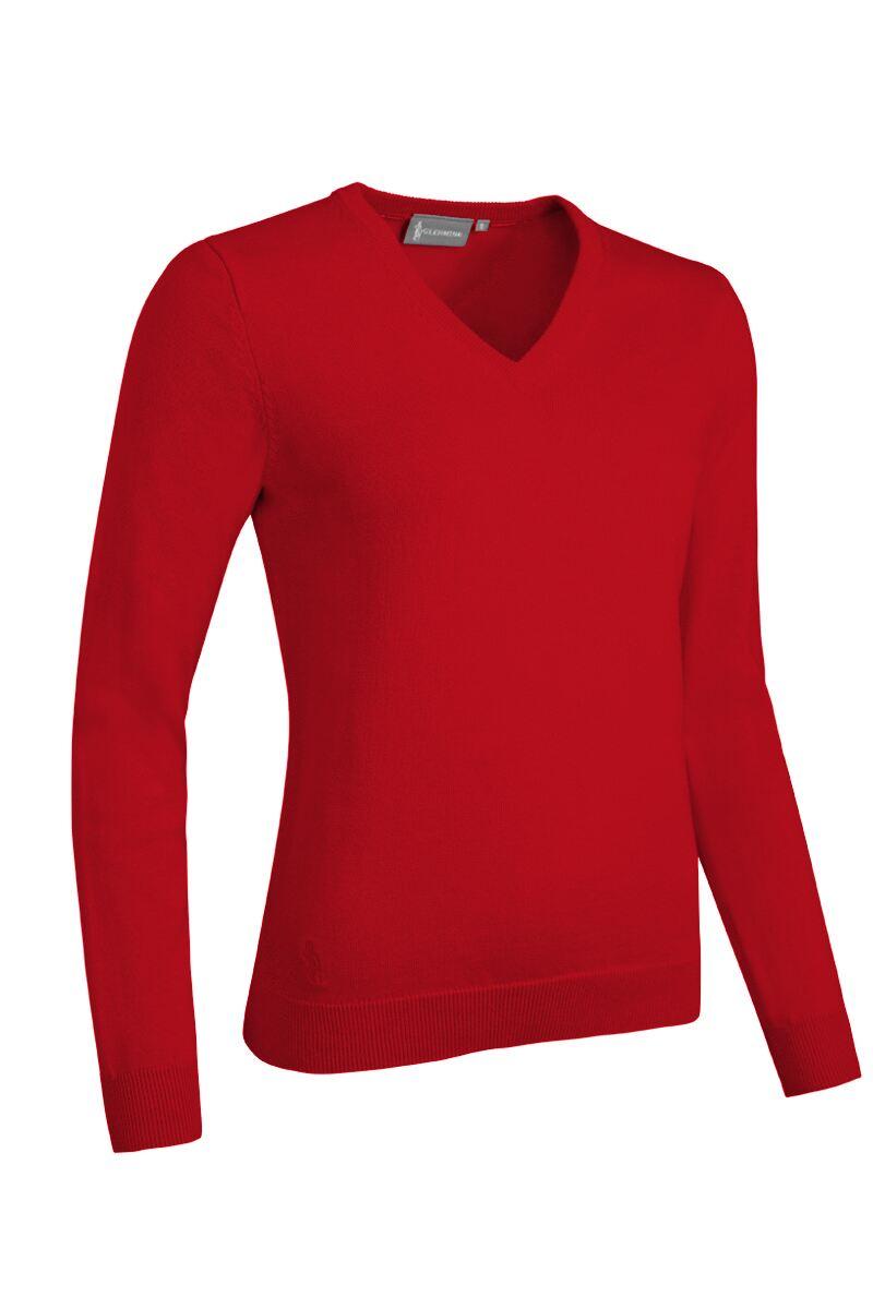 Ladies V Neck Cotton Golf Sweater Garnet S