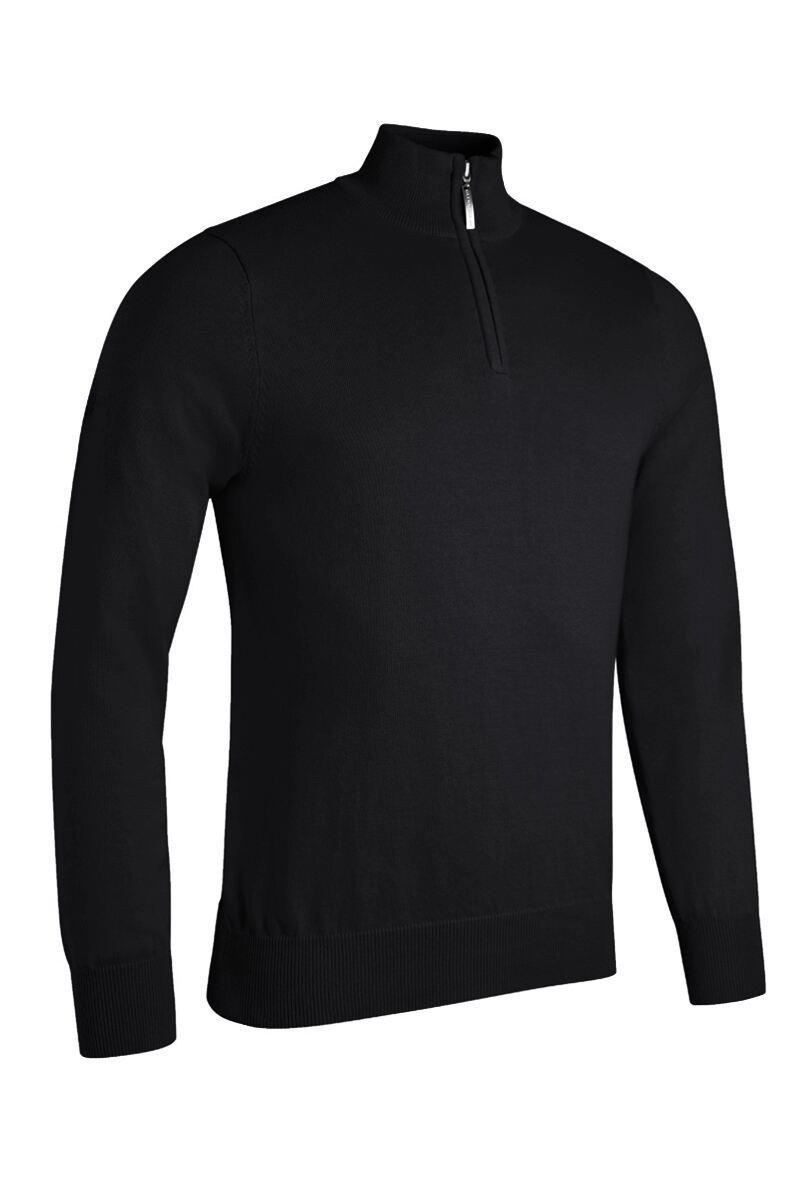 Mens Quarter Zip Lightweight Cotton Golf Sweater Black XXL