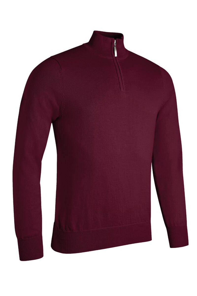 Mens Quarter Zip Lightweight Cotton Golf Sweater Bordeaux M