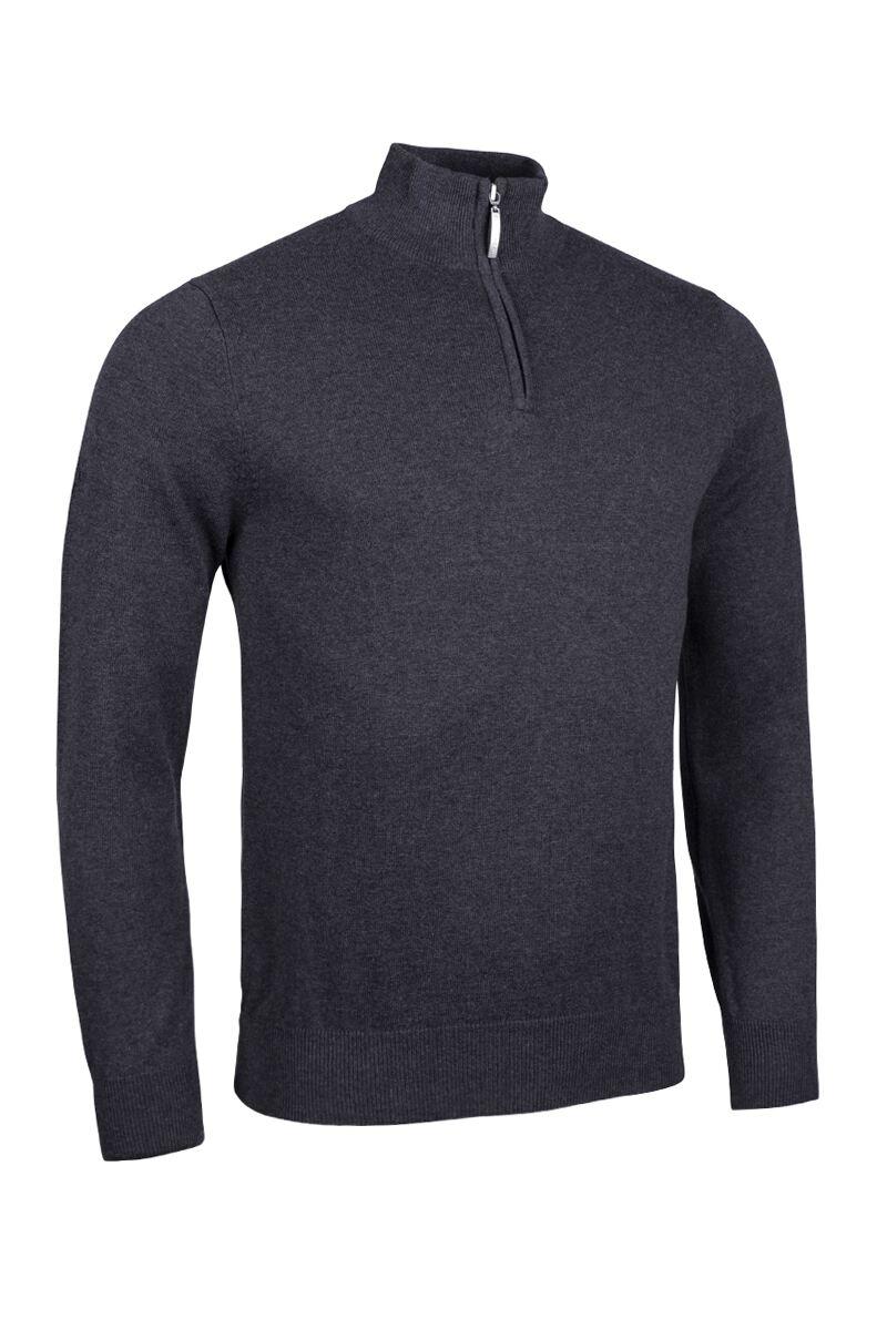 Mens Quarter Zip Lightweight Cotton Golf Sweater Charcoal Marl M