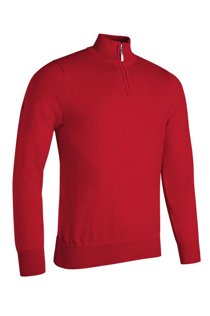 Mens Quarter Zip Lightweight Cotton Golf Sweater Garnet S