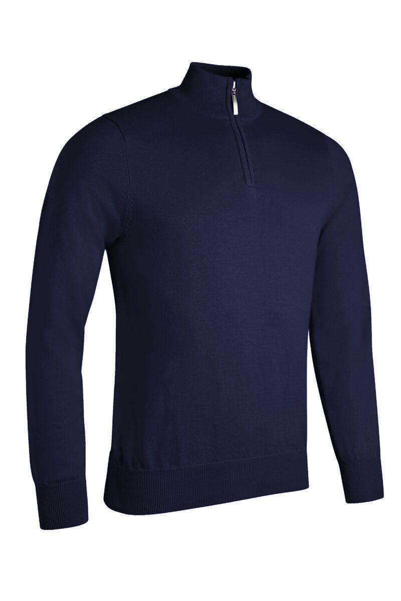 Mens Quarter Zip Lightweight Cotton Golf Sweater Navy M