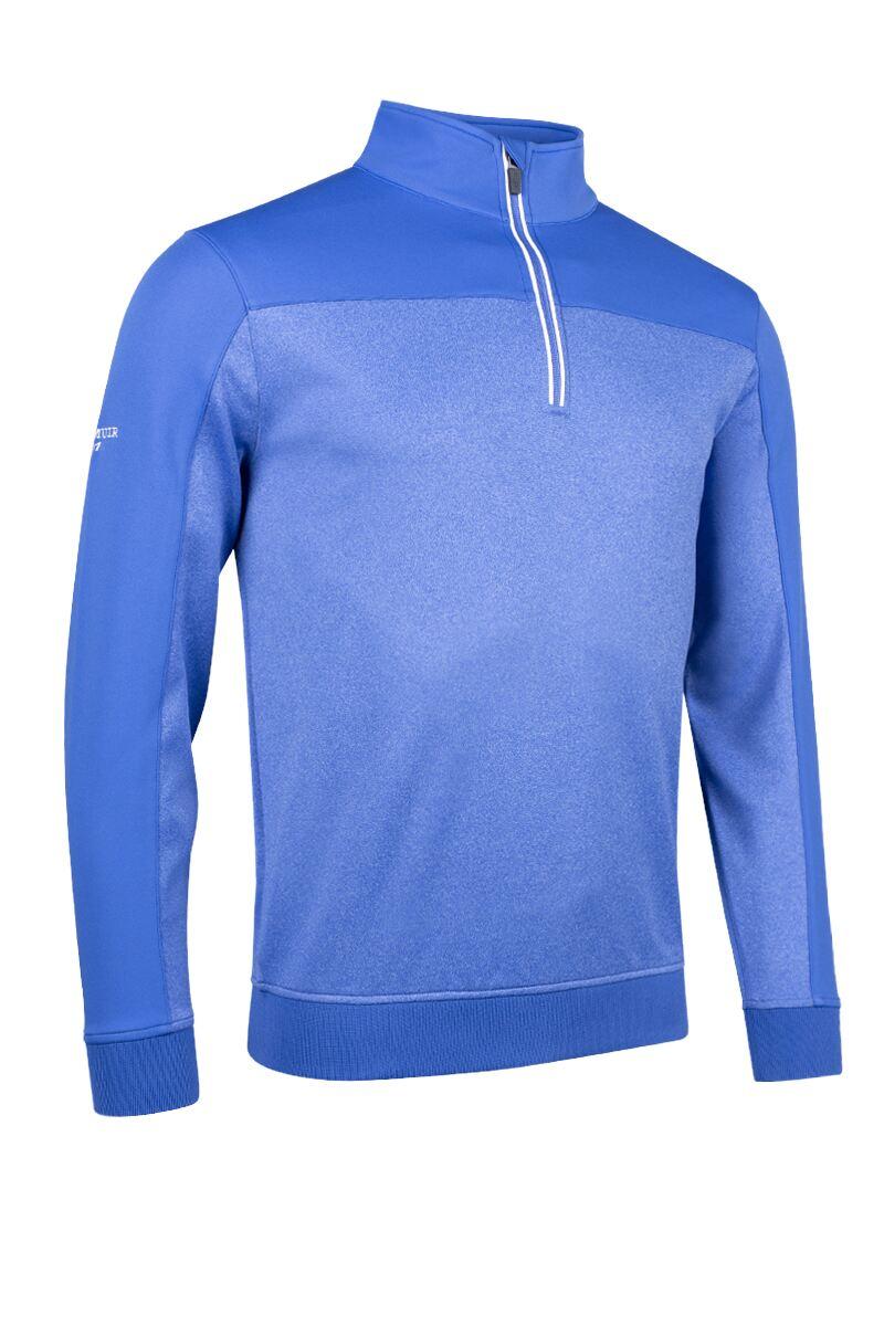 Mens Quarter Zip Colour Block Performance Golf Midlayer Tahiti Marl/Tahiti/White M