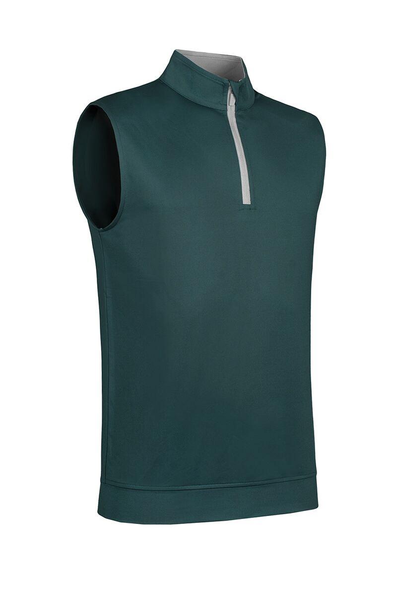 Mens Quarter Zip Lightweight Performance Golf Slipover Bottle Green/Light Grey S