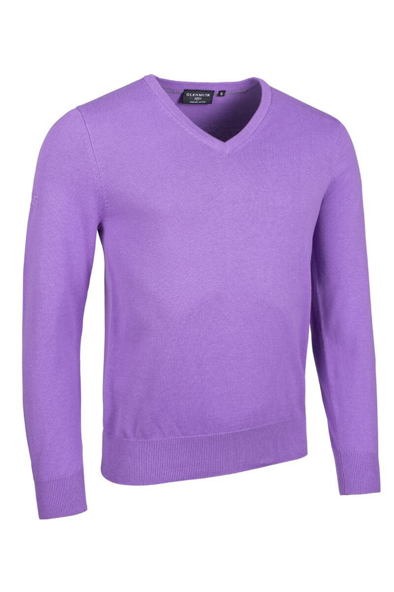 Mens V Neck Cotton Golf Sweater Amethyst L