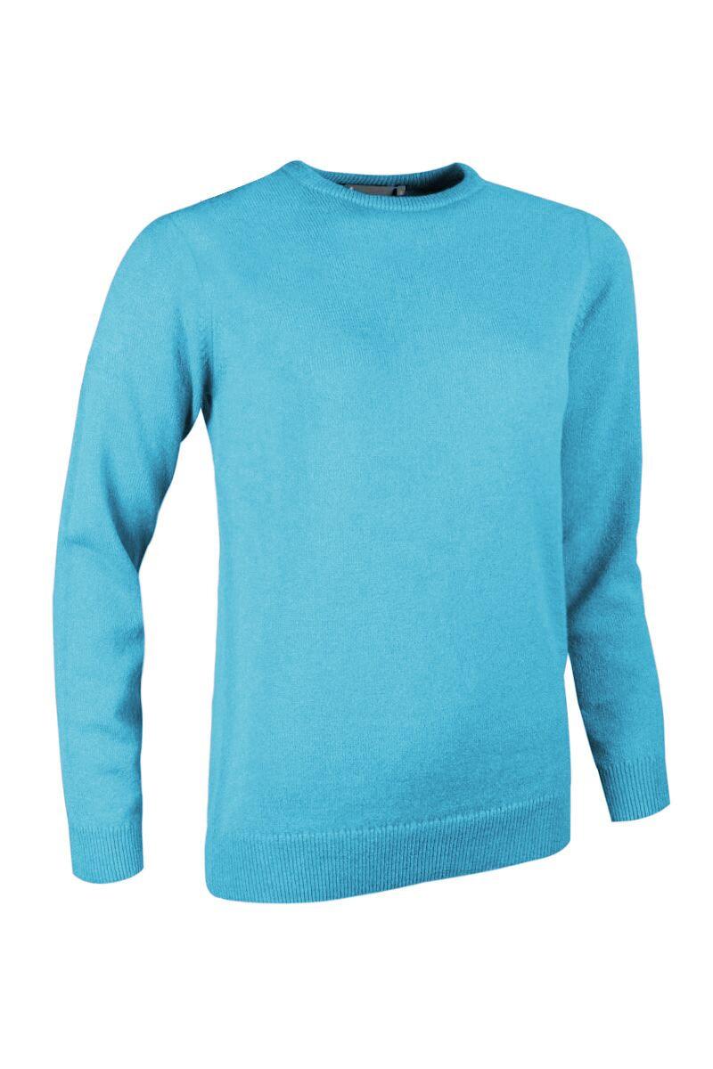 Ladies Crew Neck Lambswool Golf Sweater Aqua S