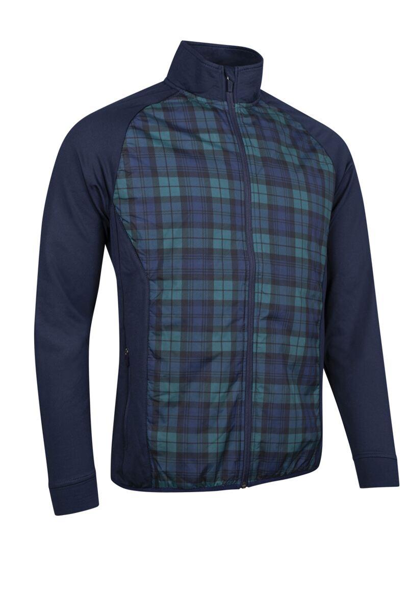 Mens Full Zip Lightweight Quilted Performance Golf Jacket Navy/Tartan S