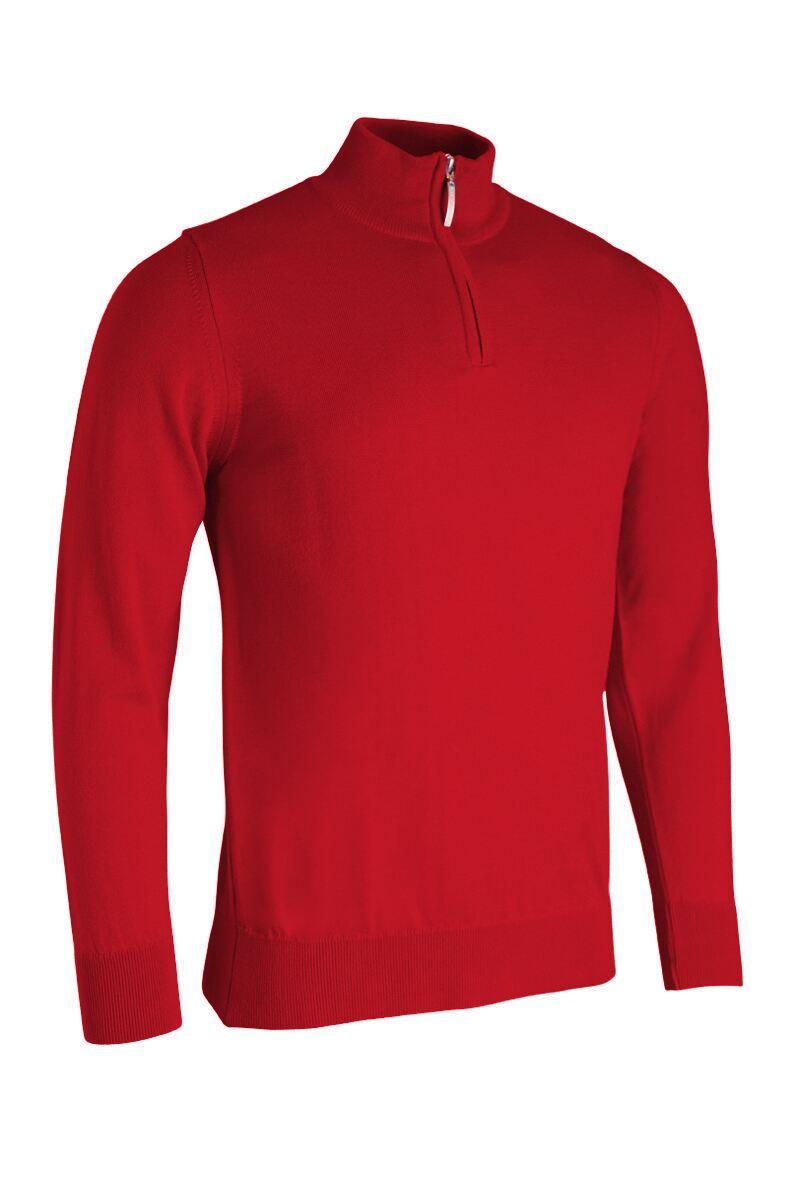 Mens Quarter Zip Merino Wool Golf Sweater Garnet M