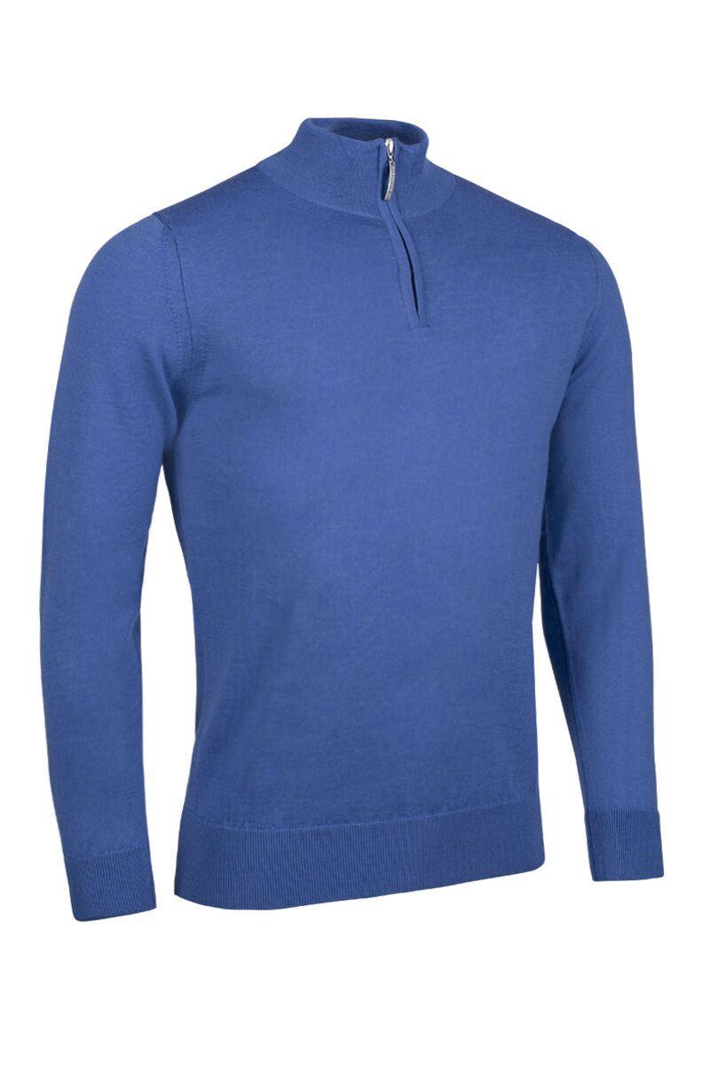 Mens Quarter Zip Merino Wool Golf Sweater Tahiti Marl M