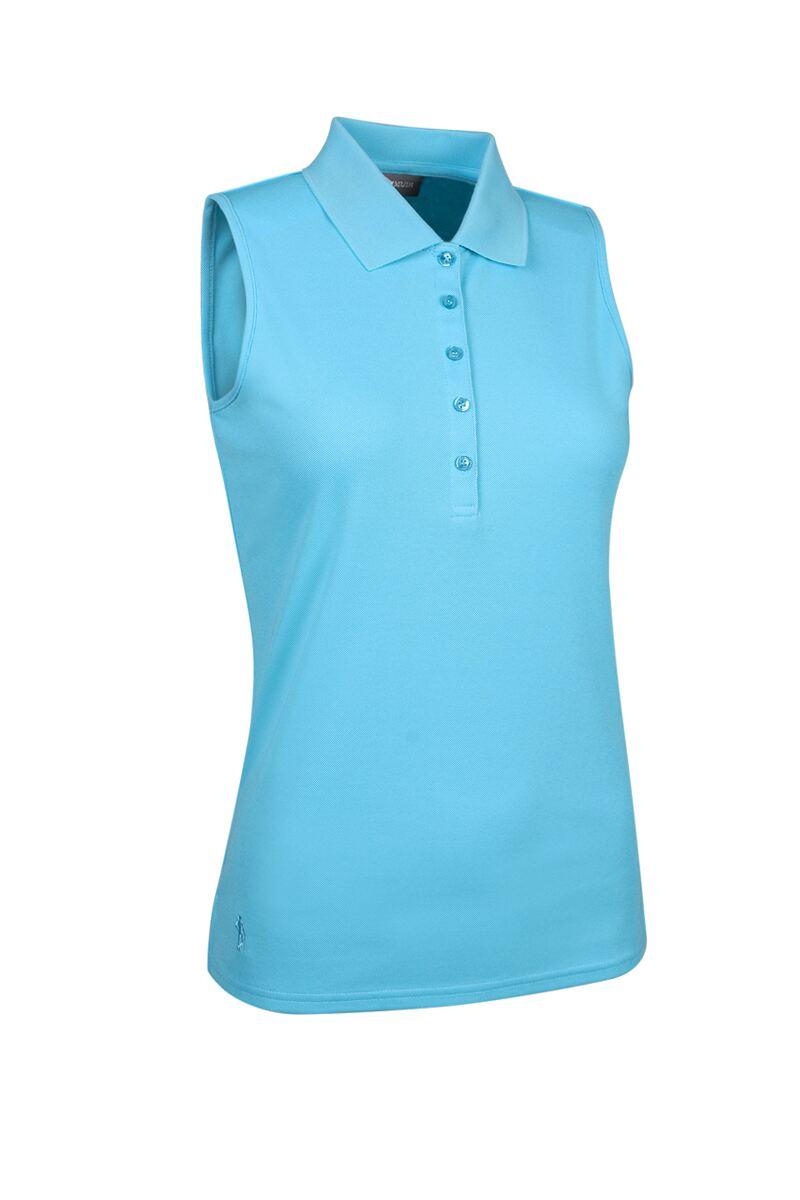 Ladies Sleeveless Performance Pique Golf Polo Shirt Aqua XXL