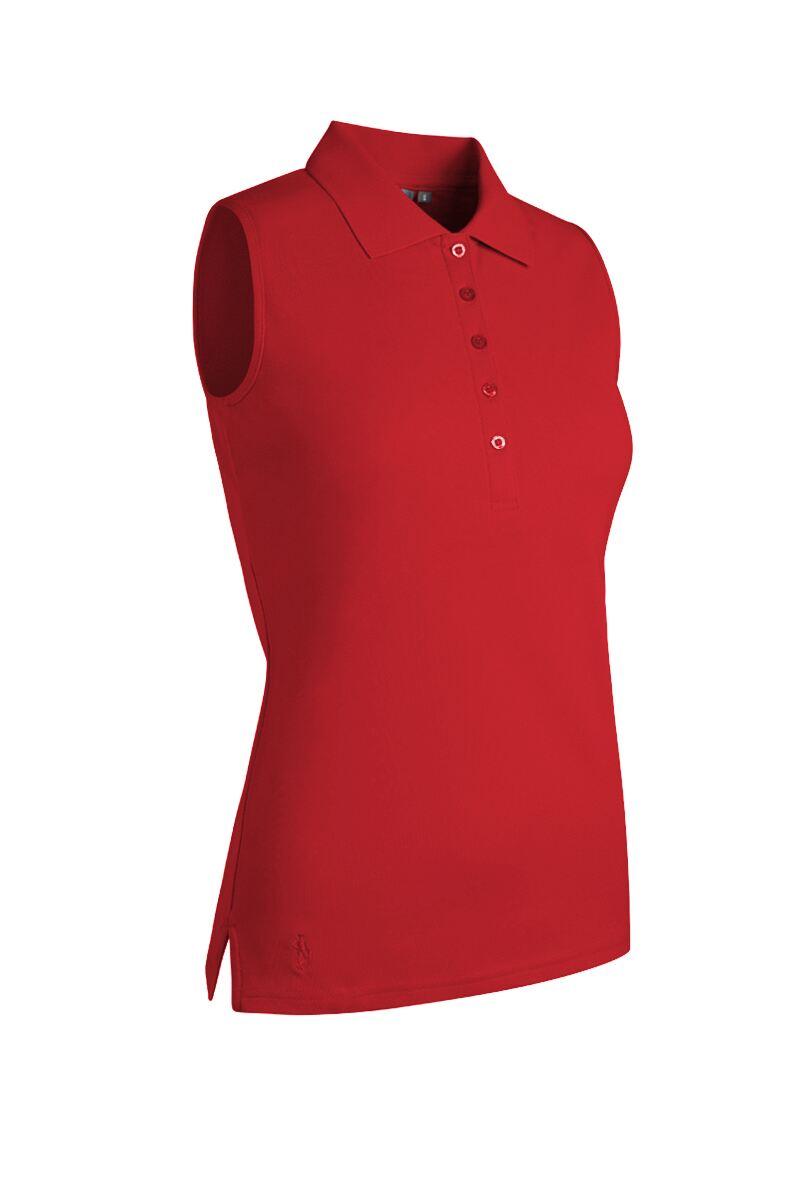 Ladies Sleeveless Performance Pique Golf Polo Shirt Garnet L