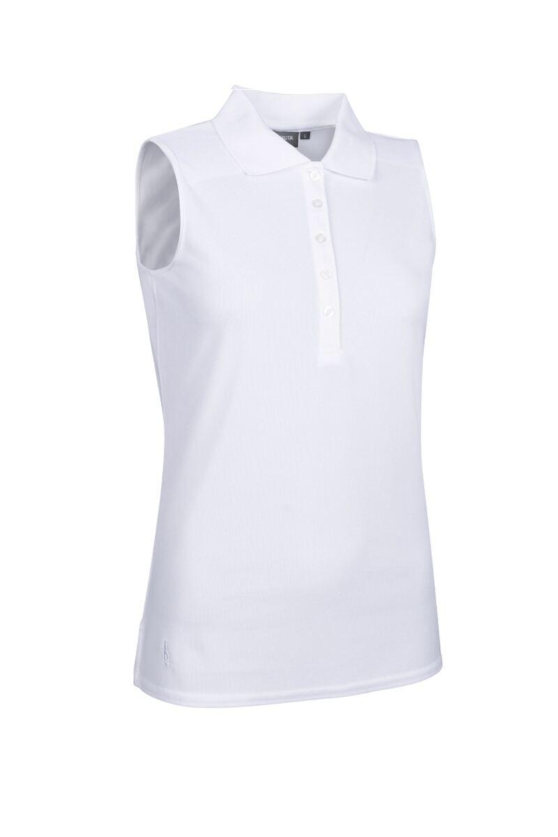 Ladies Sleeveless Performance Pique Golf Polo Shirt White L