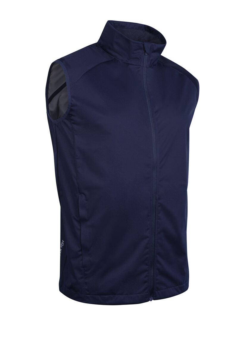 Mens Full Zip Lightweight Stretch Water Repellent Golf Gilet Navy S