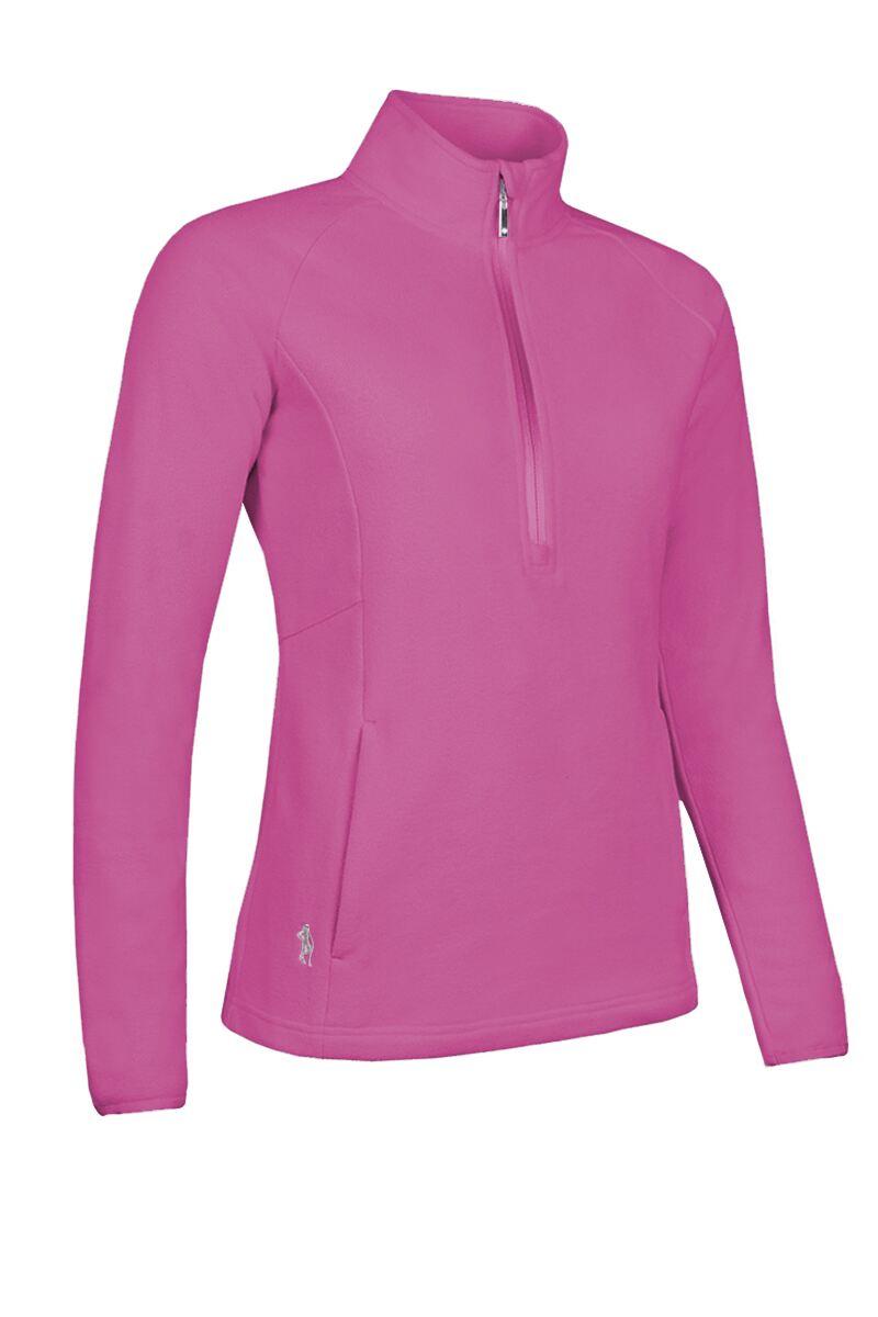 Ladies Quarter Zip Fleece Performance Golf Midlayer Hot Pink S