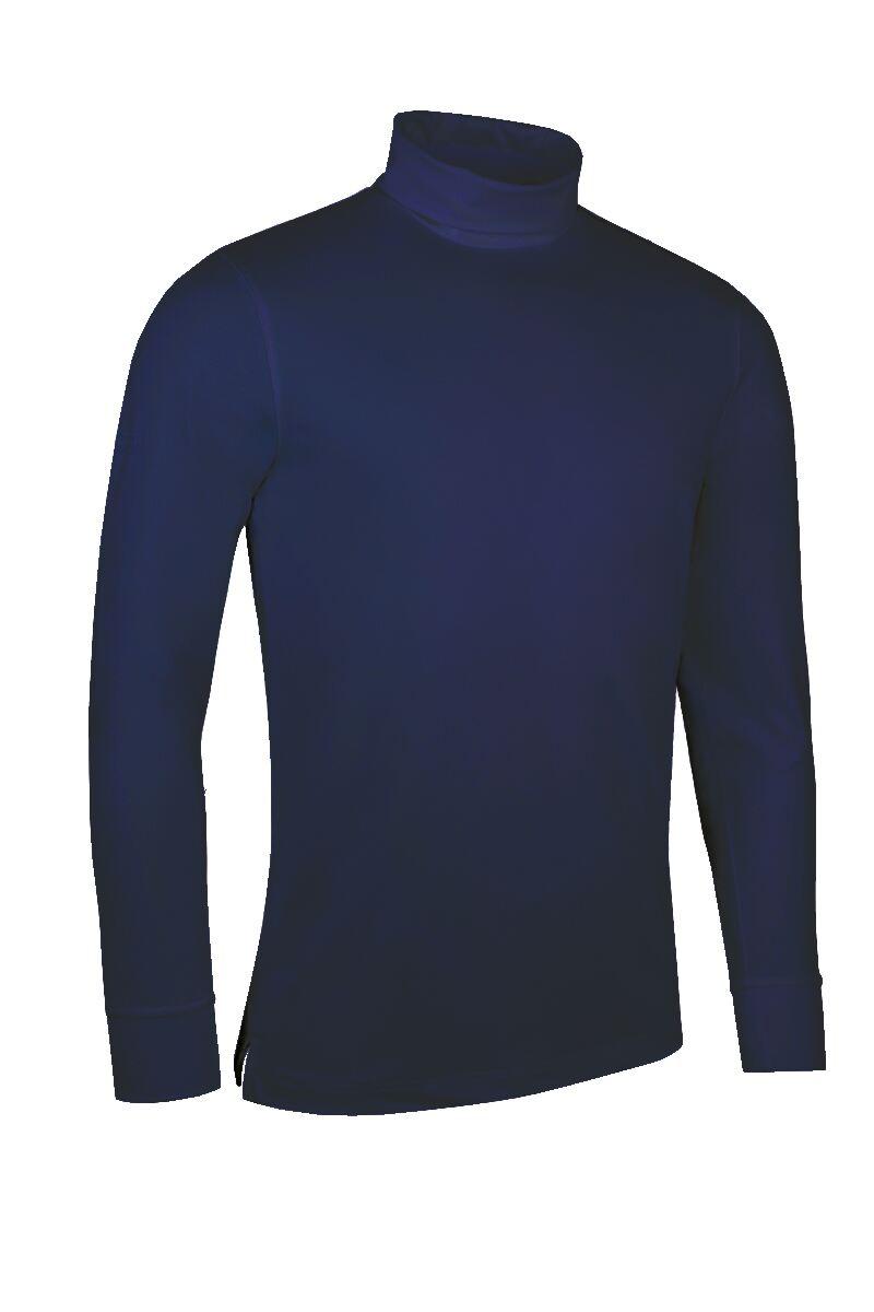 Mens Long Sleeve Cotton Roll Neck Golf Shirt Navy L