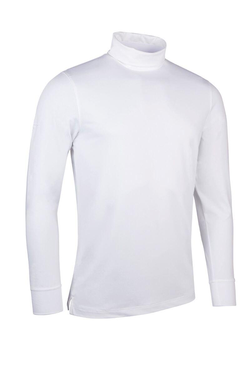 Mens Long Sleeve Cotton Roll Neck Golf Shirt White M