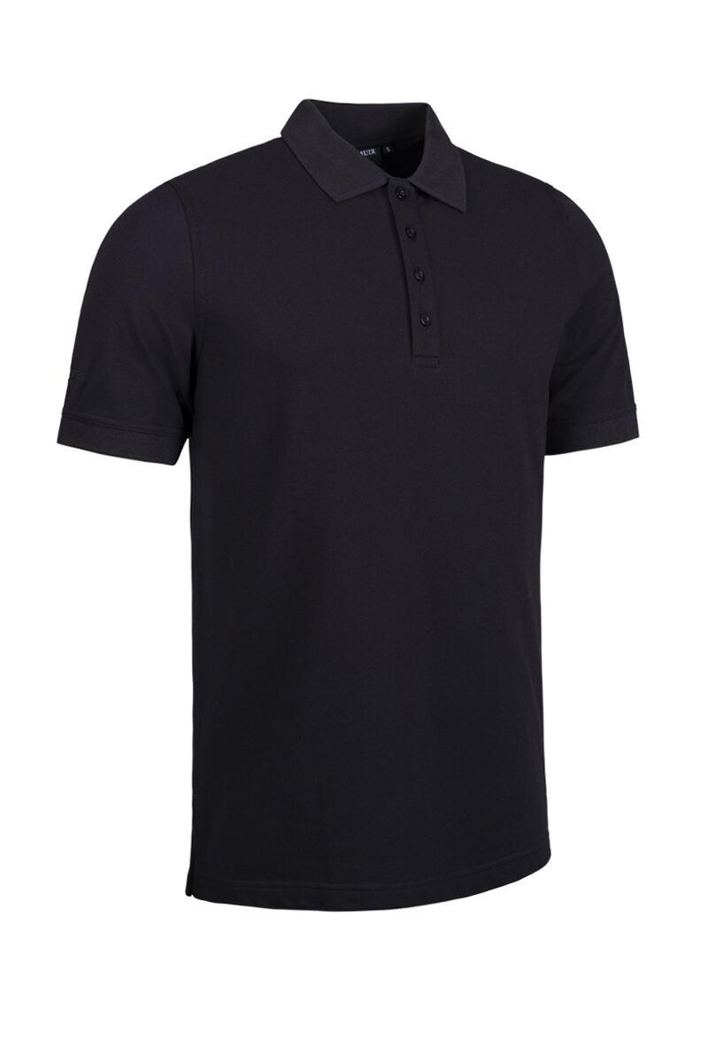 Mens Cotton Pique Golf Polo Shirt Black M