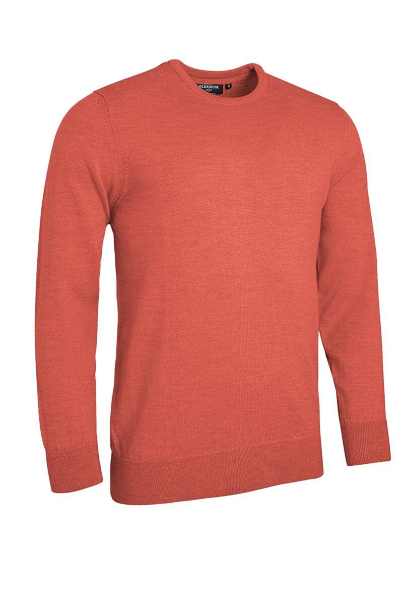 Mens Crew Neck Merino Wool Golf Sweater Apricot XXL