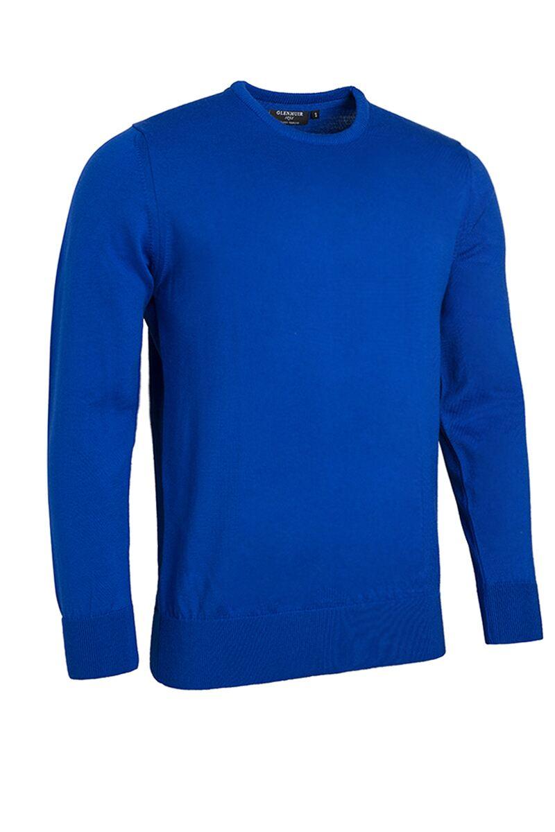 Mens Crew Neck Merino Wool Golf Sweater Ascot Blue S